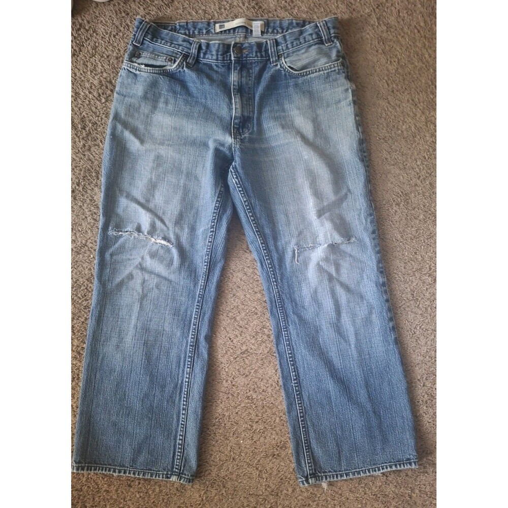 Vintage Mens Gap Boot Fit Jeans Sz  36x30 Distressed Medium Wash Bootcut Cotton